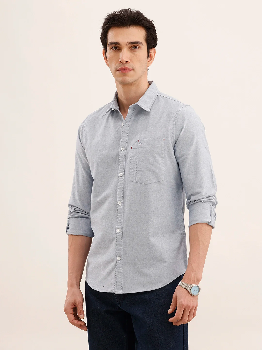 Regular Fit Solid Shirt | Blue - Image 4
