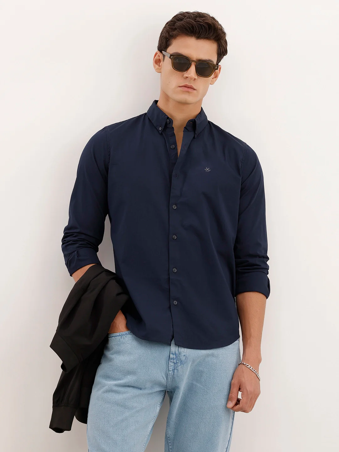 Slim Fit Solid Shirt | Navy Blue - Image 2