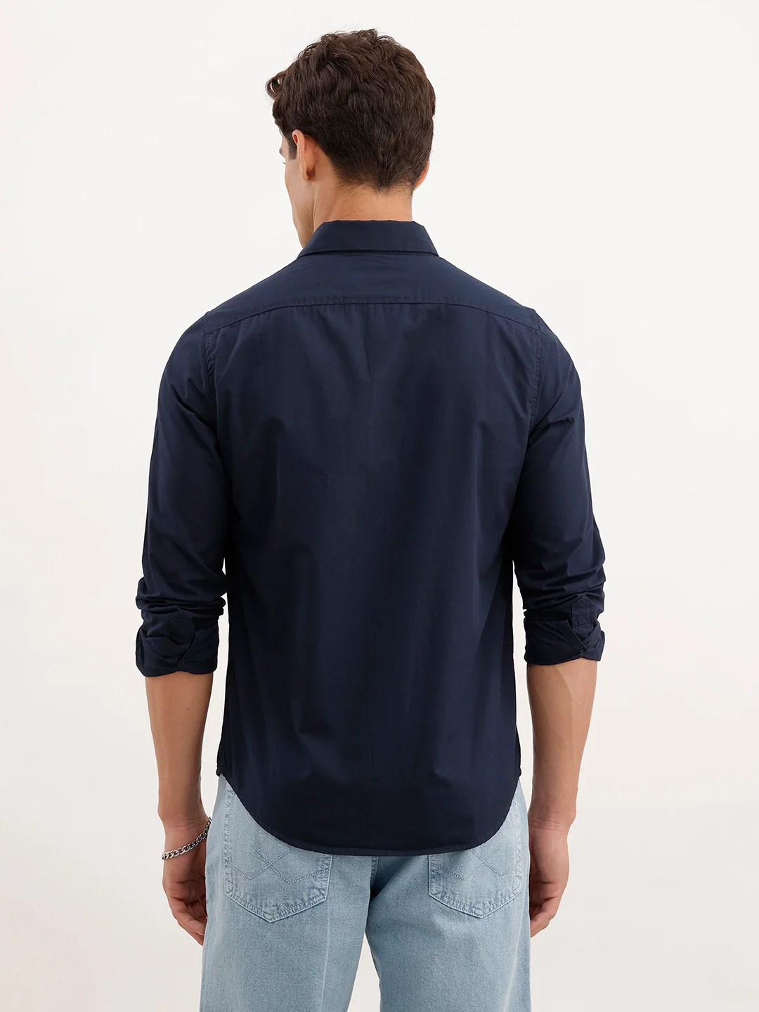 Slim Fit Solid Shirt | Navy Blue - Image 3