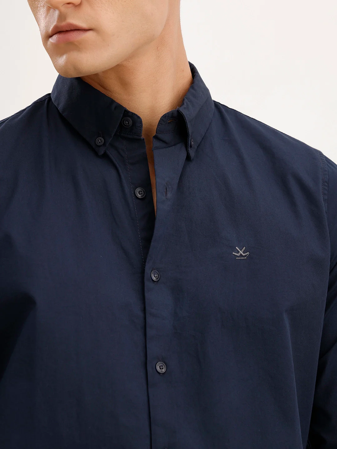 Slim Fit Solid Shirt | Navy Blue - Image 5