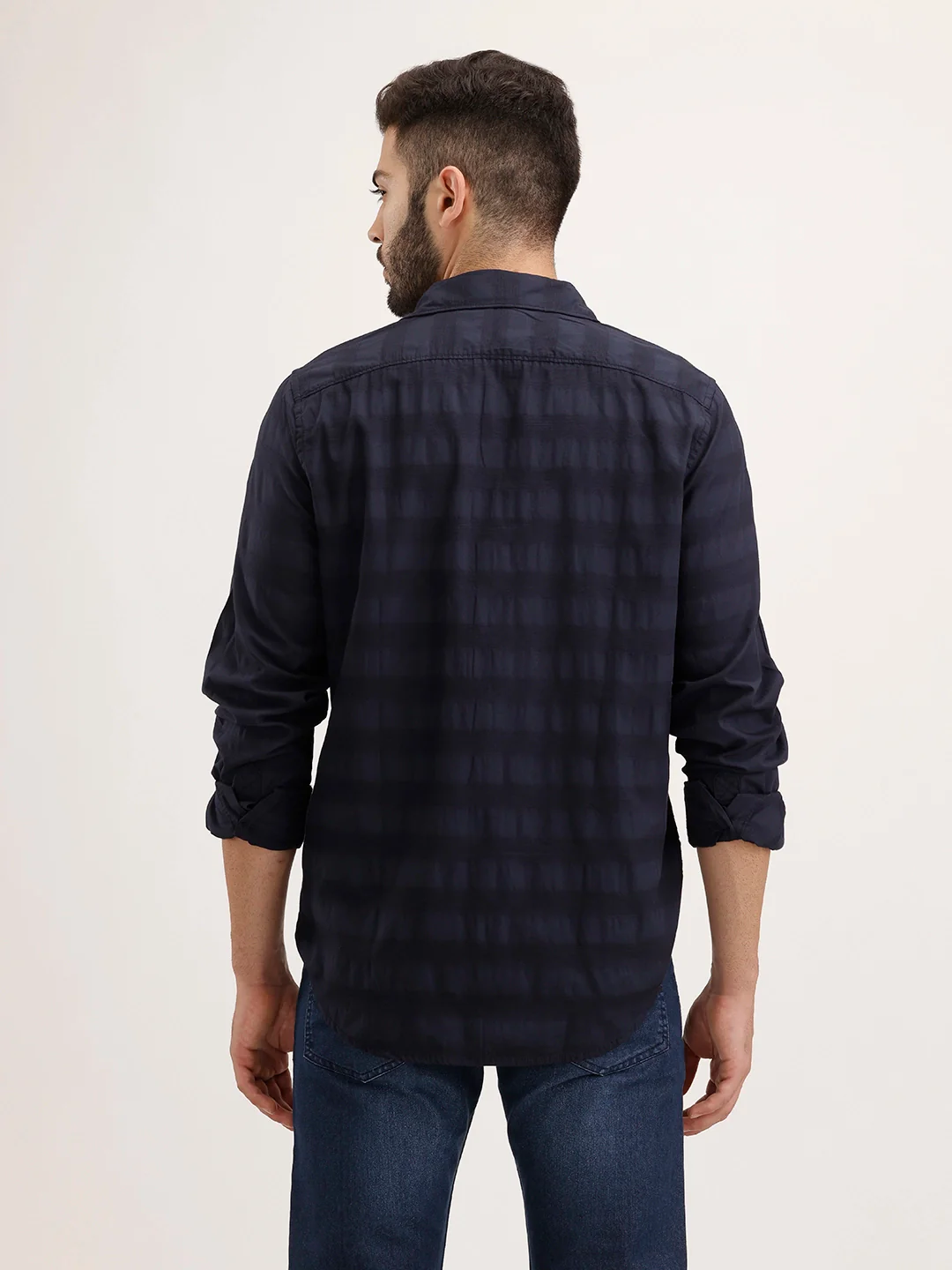 Regular Fit Striped Full Sleeve Shirt | Blue - Image 3