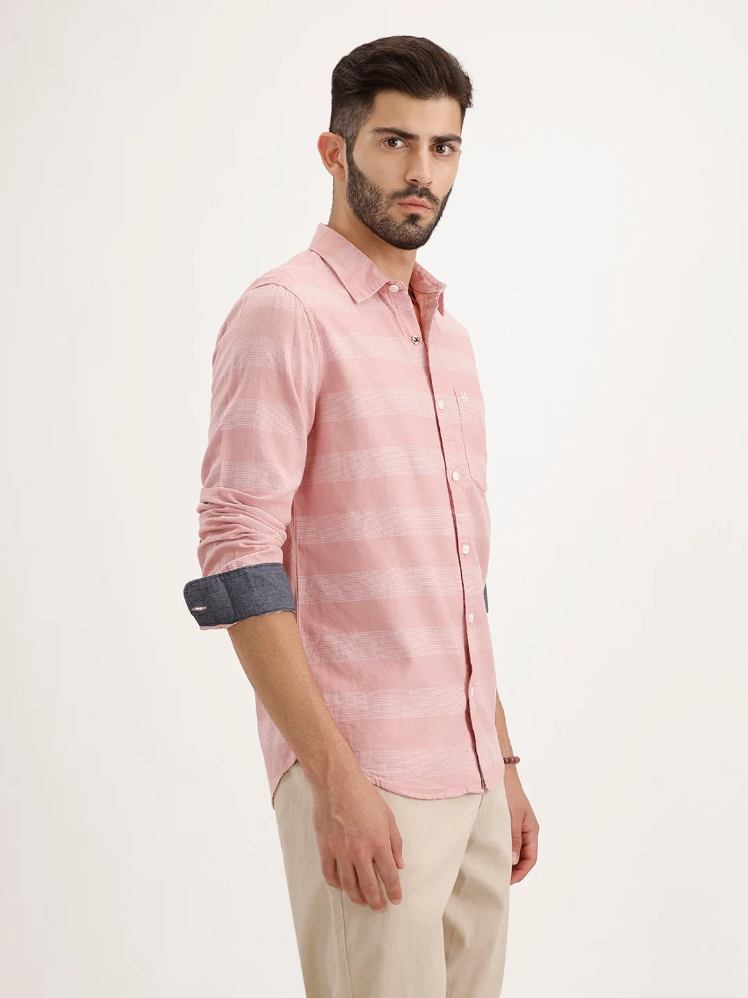 Regular Fit Striped Full Sleeve Shirt | Pink - Image 4