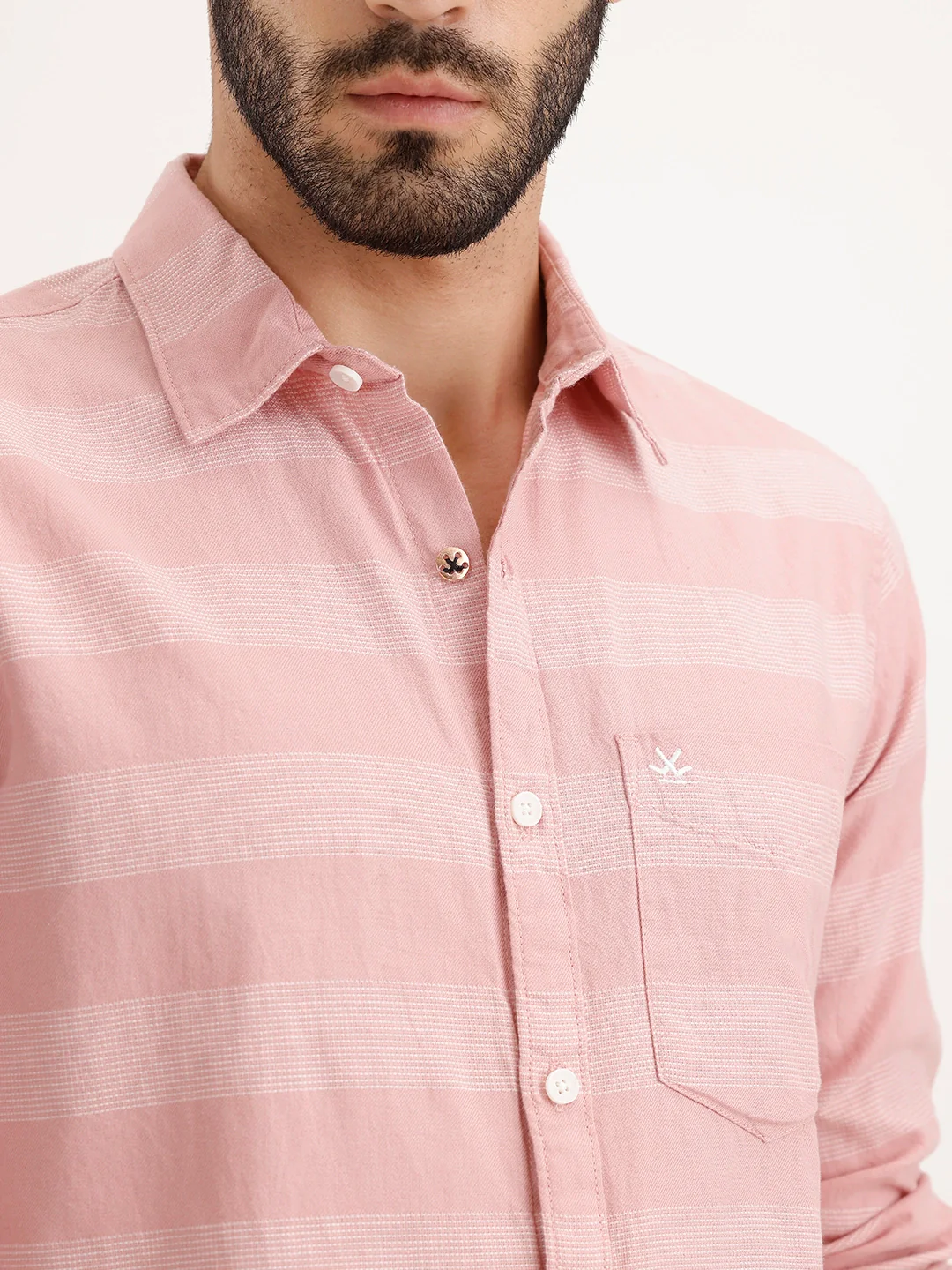 Regular Fit Striped Full Sleeve Shirt | Pink - Image 5
