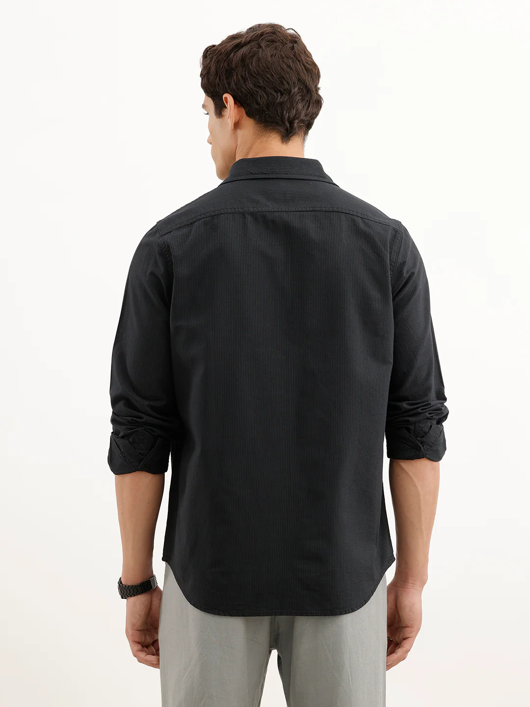 Regular Fit Striped Shirt  | Black - Image 3