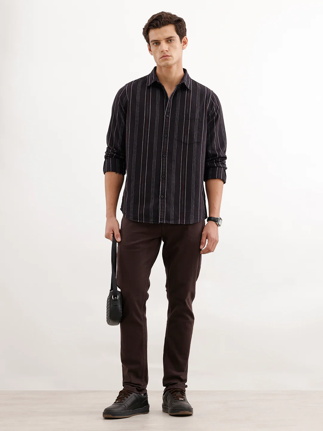 Regular Fit Striped Shirt  | Black - Image 2
