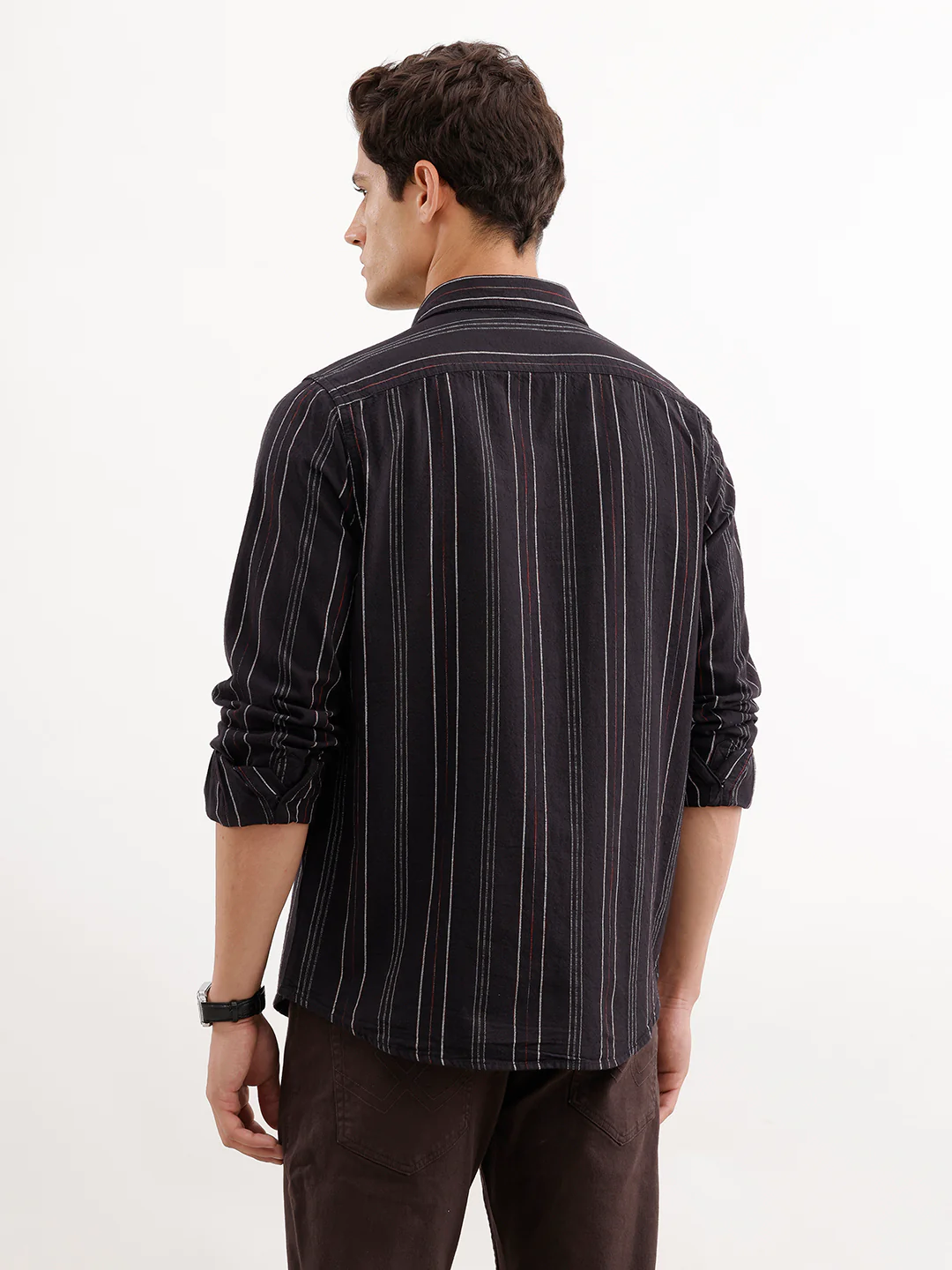 Regular Fit Striped Shirt  | Black - Image 3