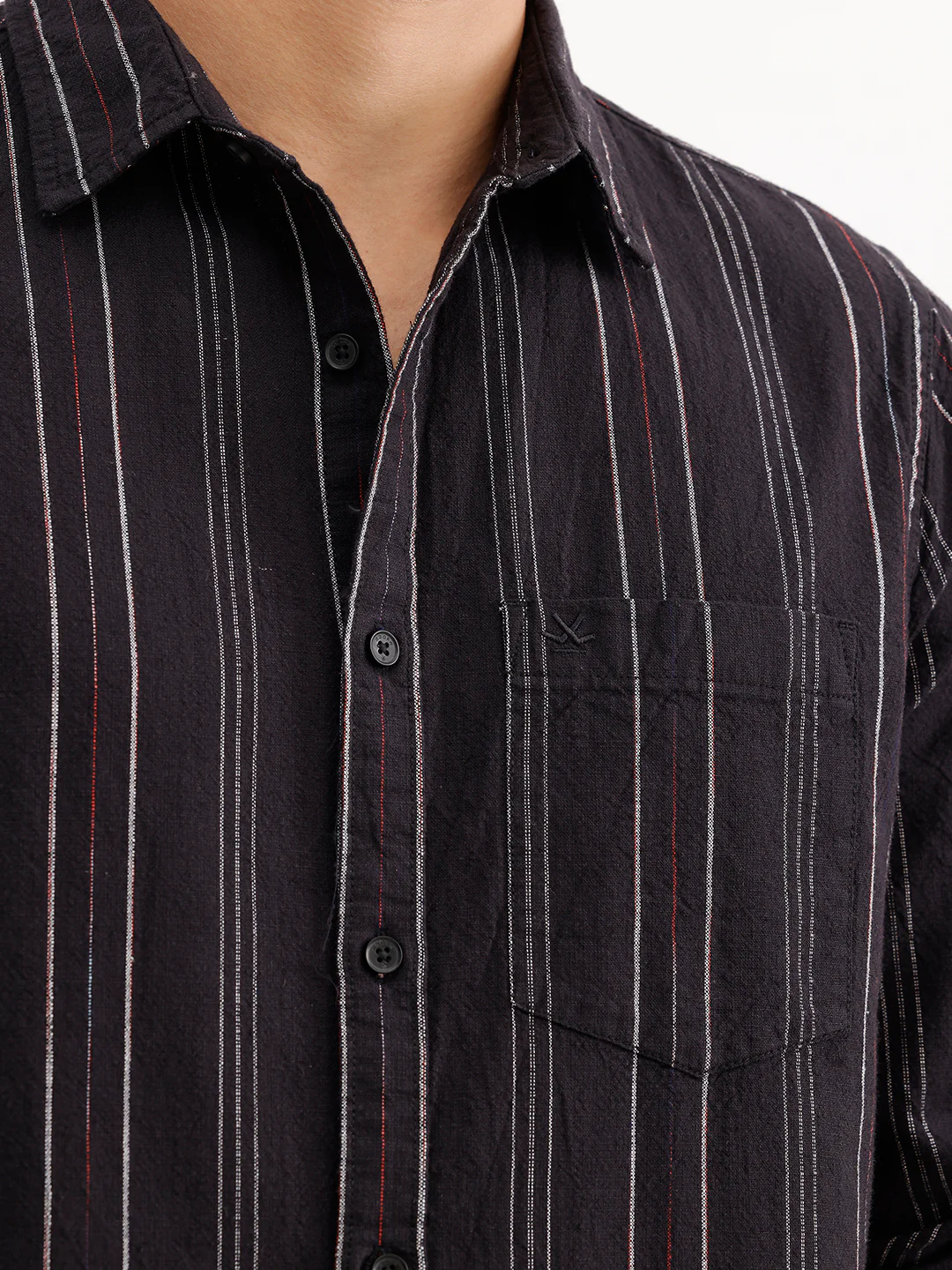 Regular Fit Striped Shirt  | Black - Image 5