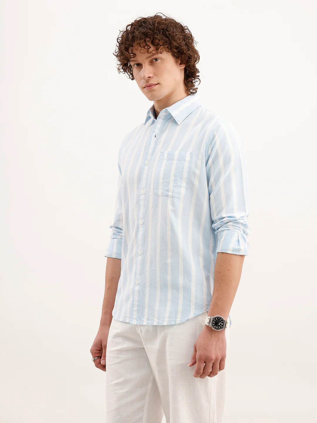 Regular Fit Striped Shirt  | Blue - Image 4
