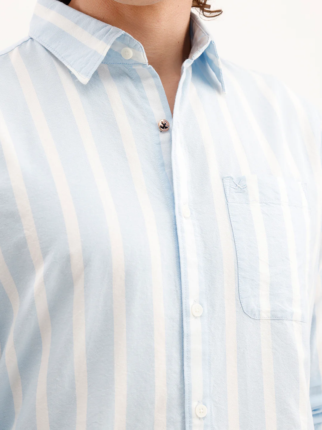 Regular Fit Striped Shirt  | Blue - Image 5