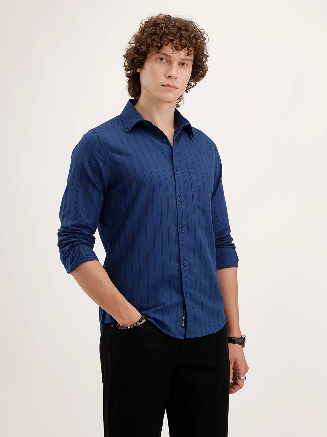 Regular Fit Striped Shirt | Dark Blue - Image 4