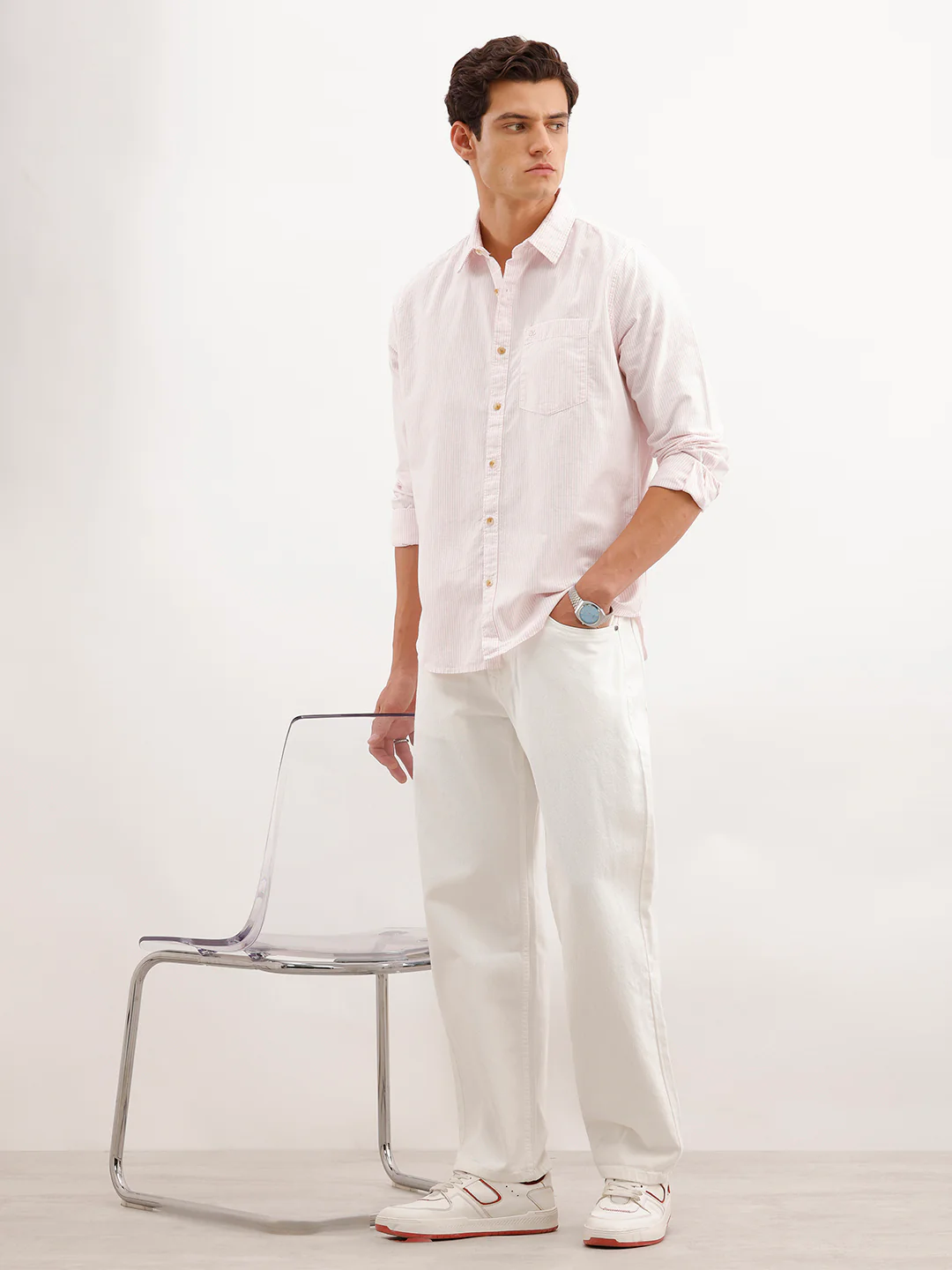 Regular Fit Striped Shirt  | Pink - Image 2