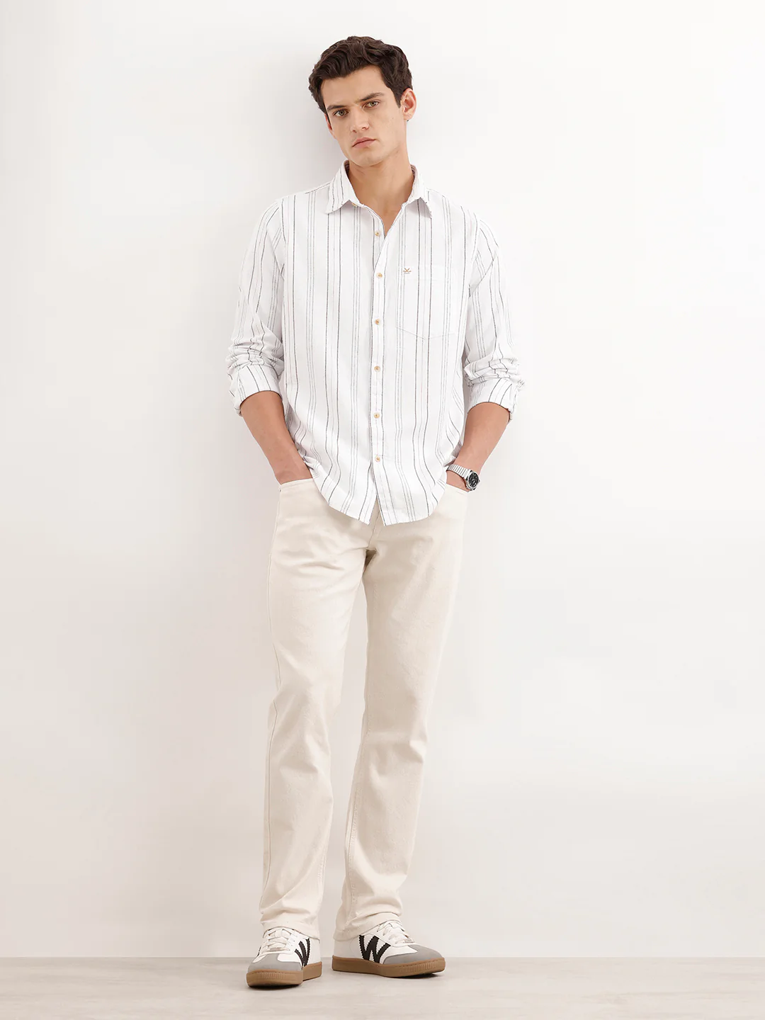 Regular Fit Striped Shirt  | White - Image 2