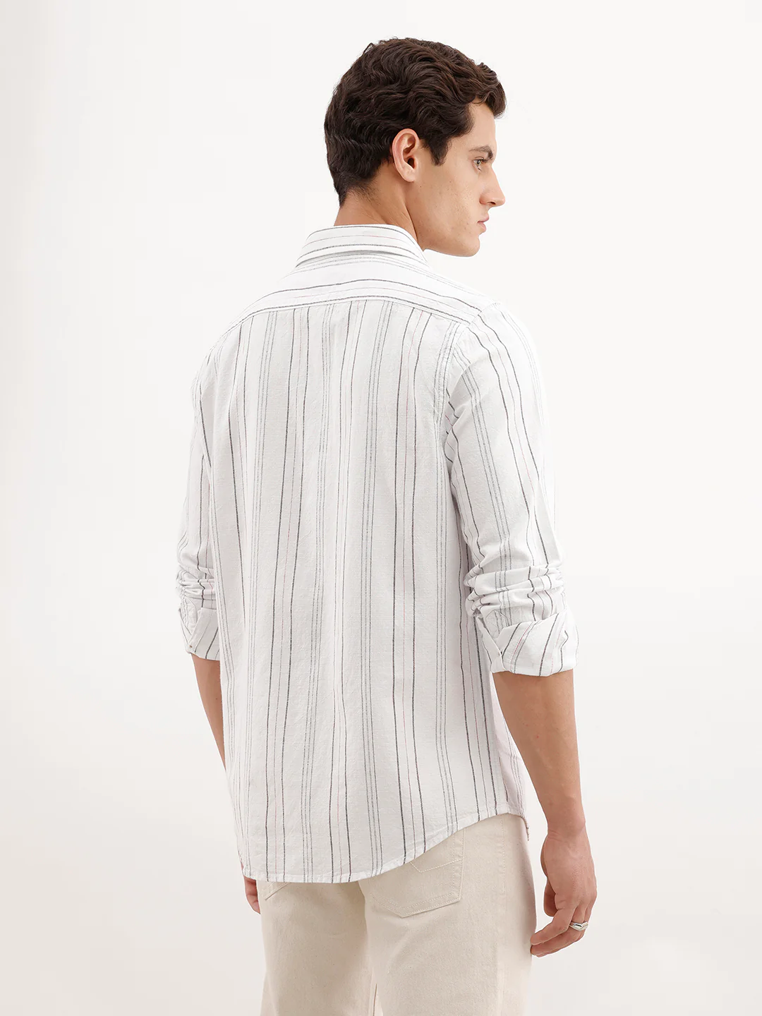 Regular Fit Striped Shirt  | White - Image 3