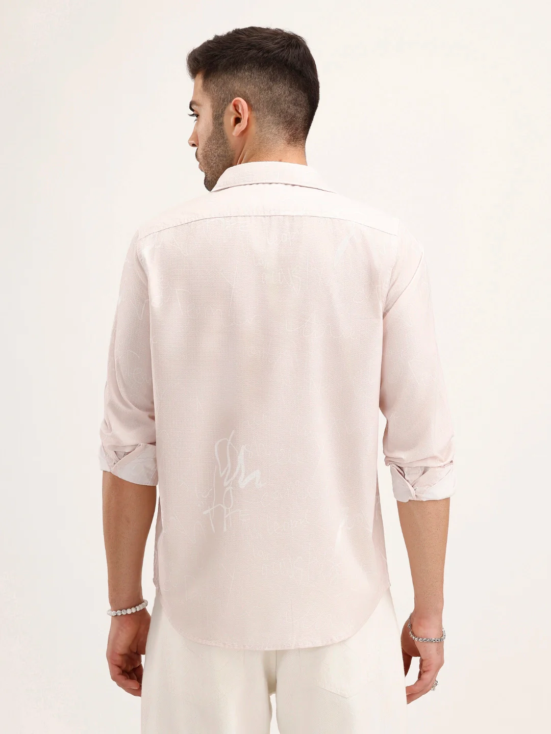 Regular Fit Textured AOP Shirt | Pink - Image 3