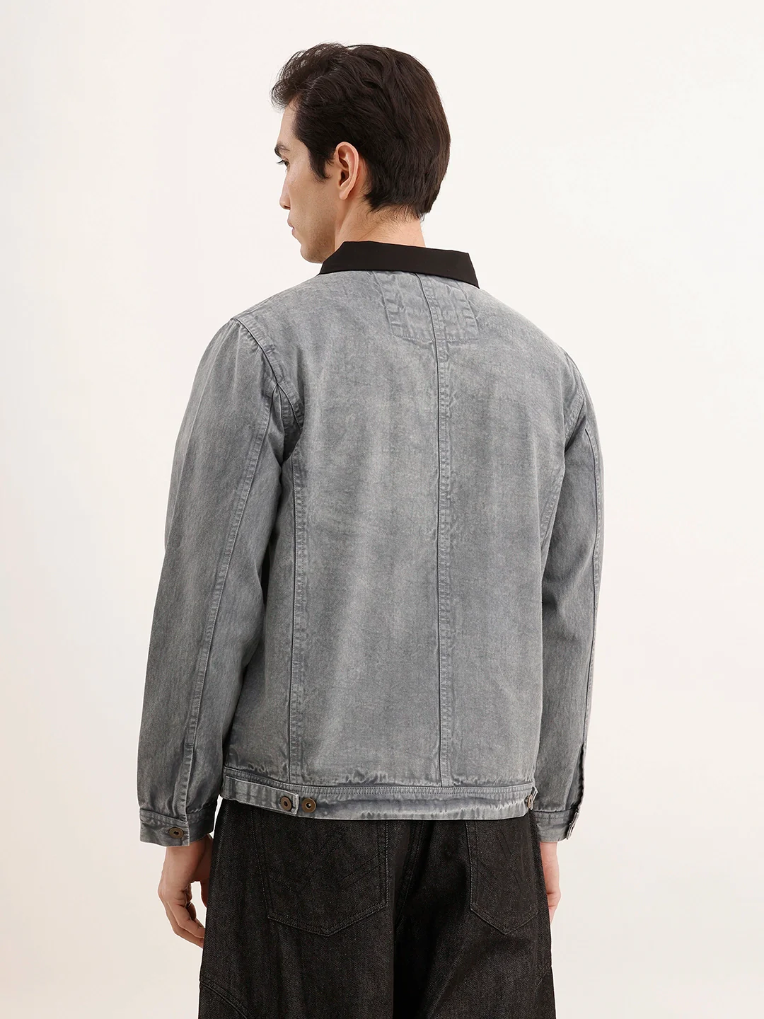 Regular Fit Zipper Denim Jacket | Blue - Image 3