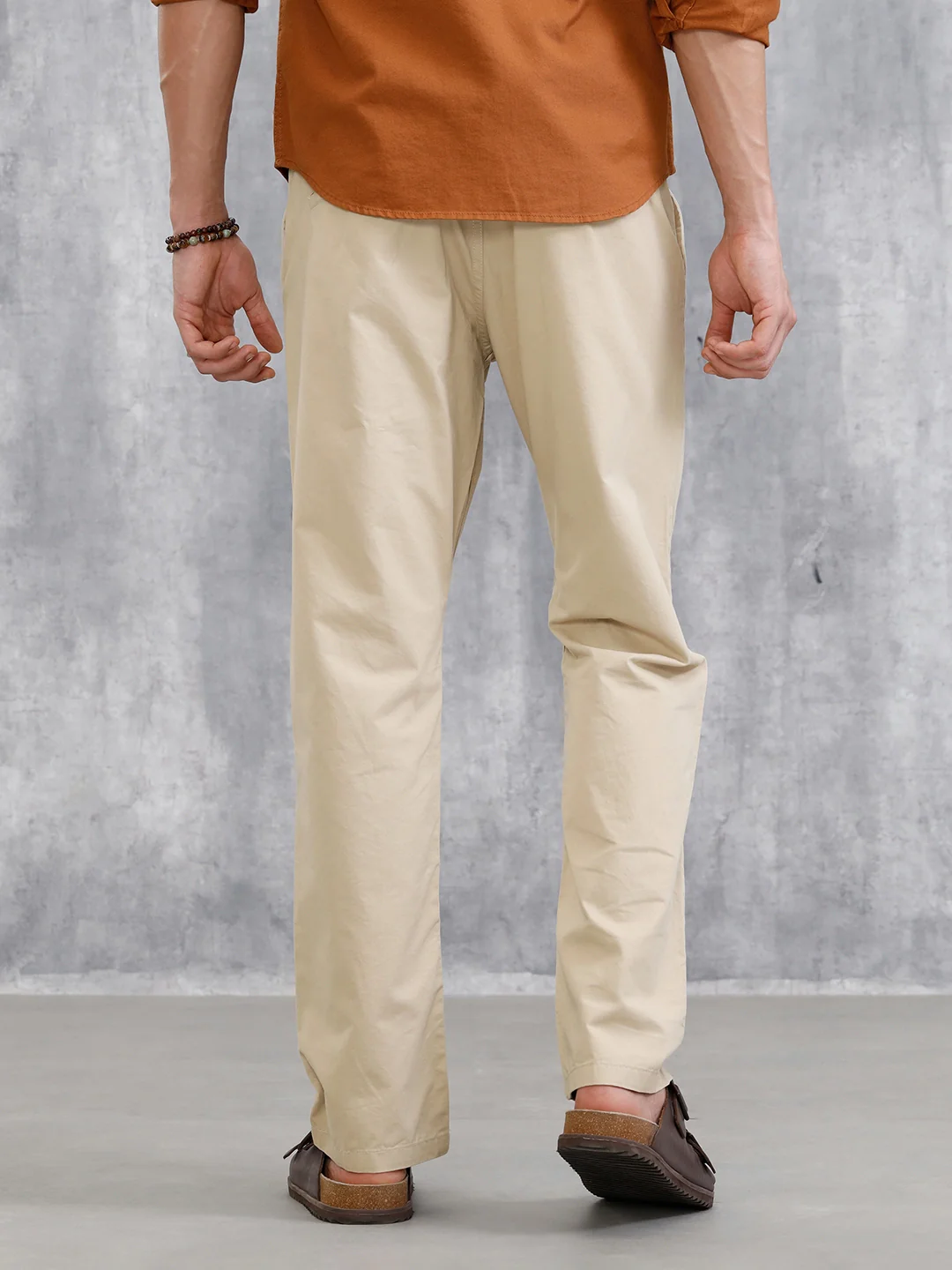 Relaxed Fit 100% Cotton Clean Look Trouser | Cream - Image 3