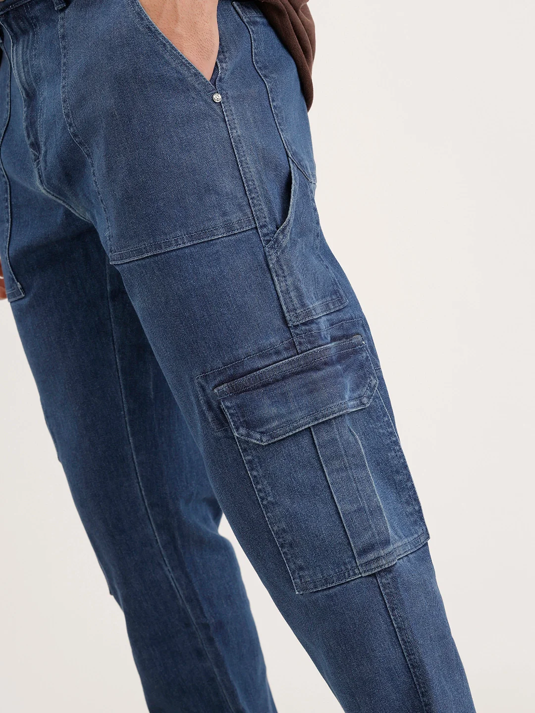 Relaxed Fit Cargo Denim Jeans | Blue - Image 6
