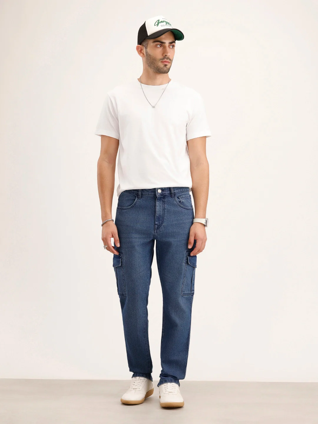 Relaxed Fit Cargo Denim Jeans | Blue - Image 2