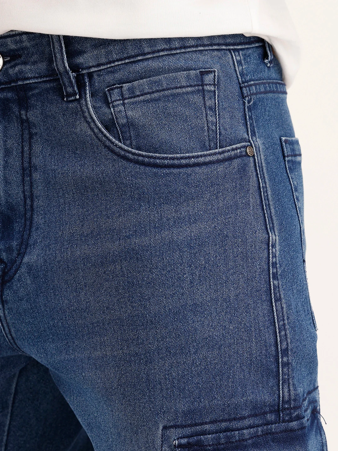 Relaxed Fit Cargo Denim Jeans | Blue - Image 5