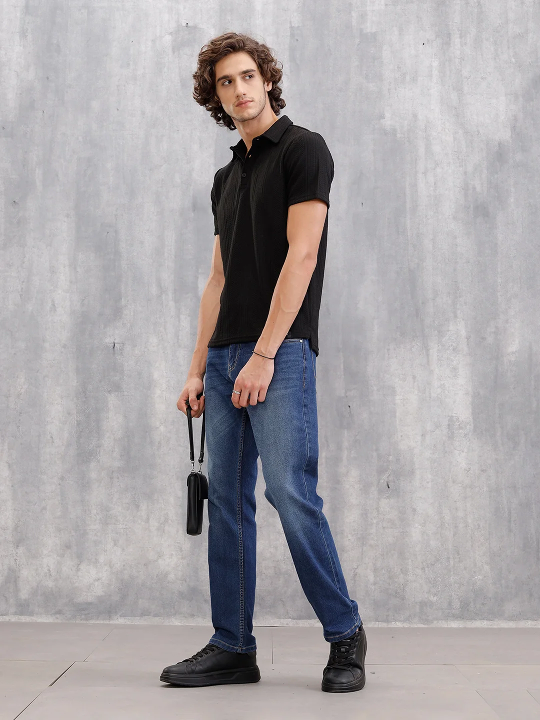 Relaxed Fit Cotton Stretch Mid Washed Jeans | Blue - Image 2