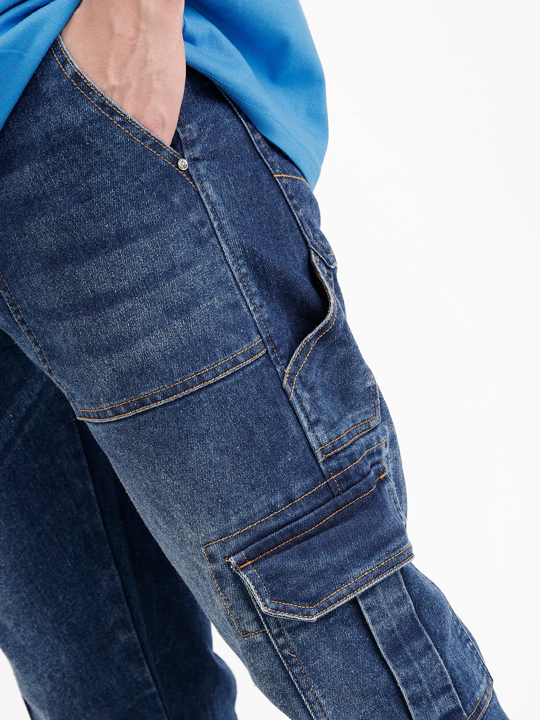 Relaxed Fit Denim Cargo | Dark Blue - Image 6