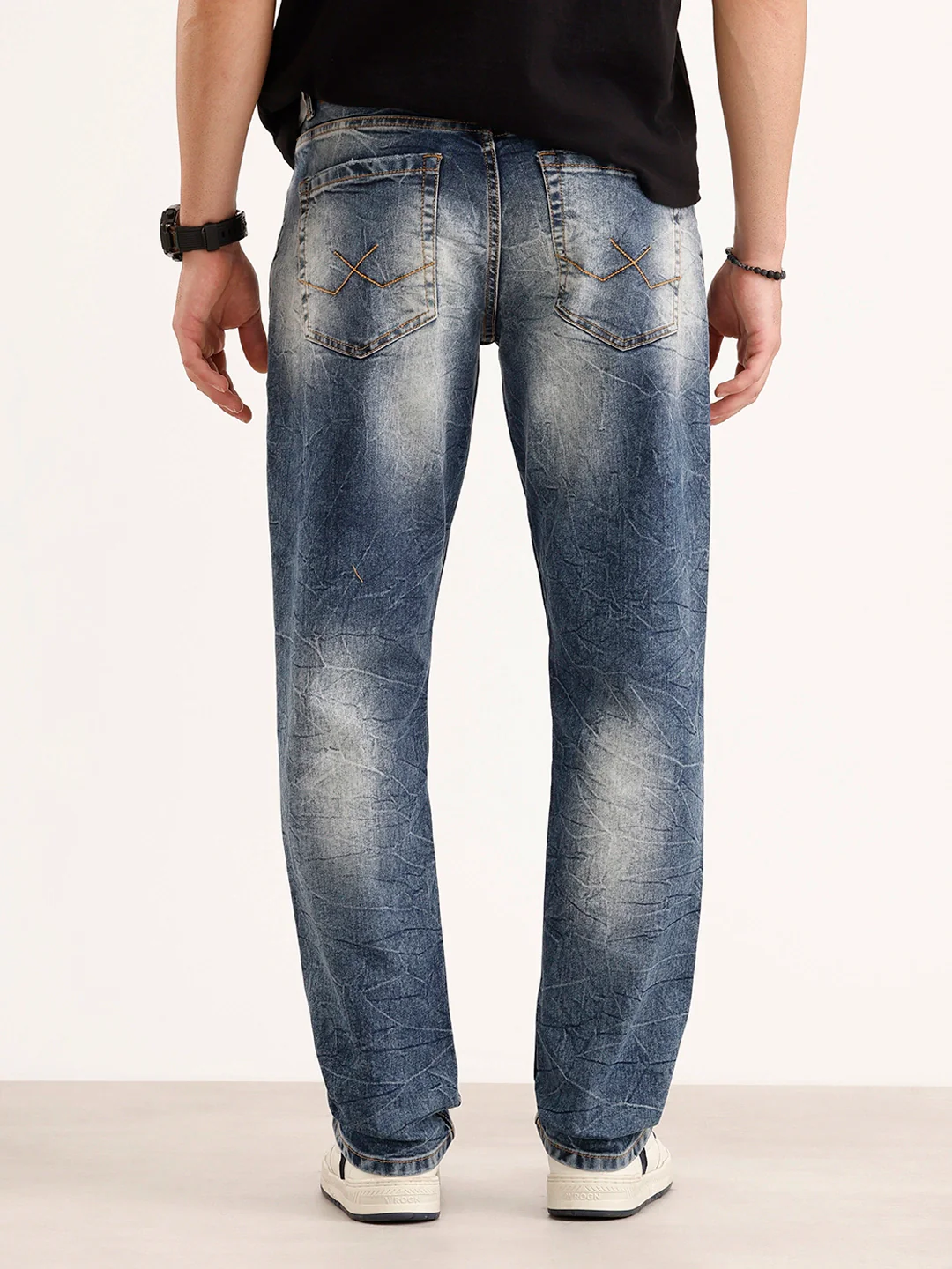 Relaxed Fit Distressed Denim Jeans | Light Blue - Image 3
