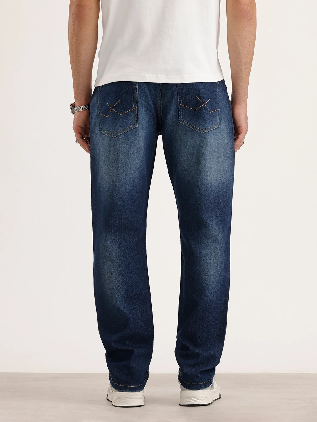 Relaxed Fit Faded Denim Jeans | Blue - Image 3