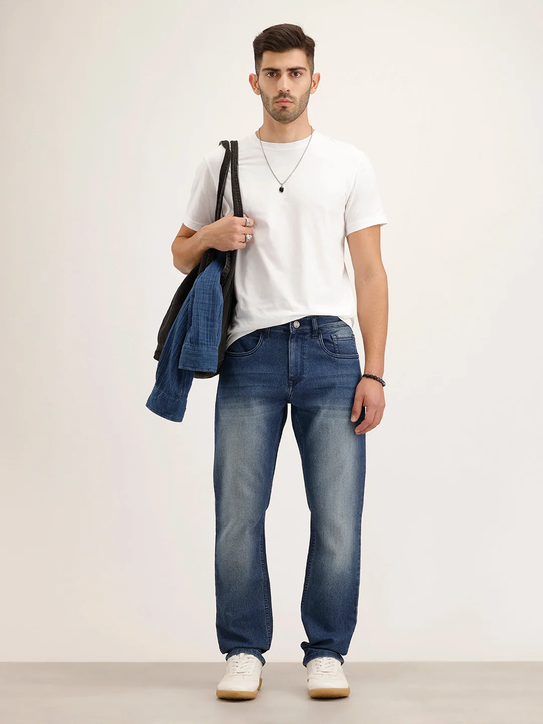 Relaxed Fit Faded Denim Jeans | Light Blue - Image 2