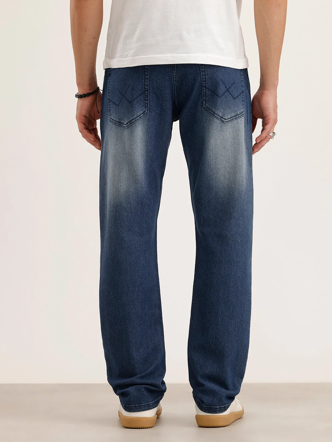 Relaxed Fit Faded Denim Jeans | Light Blue - Image 3