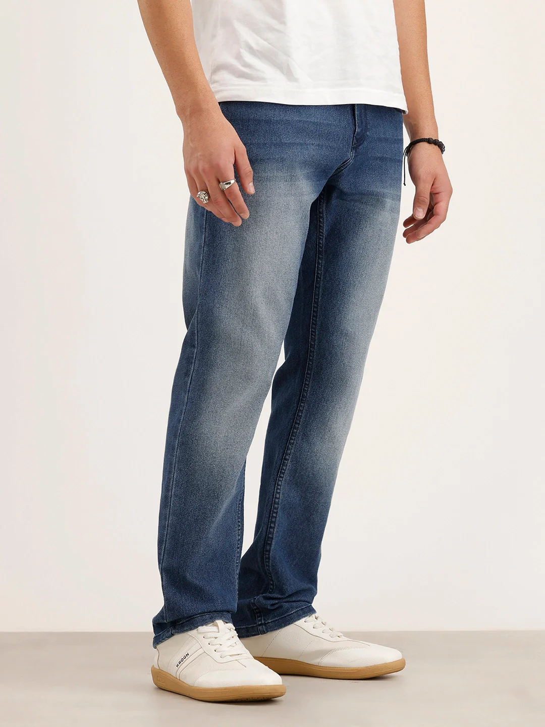 Relaxed Fit Faded Denim Jeans | Light Blue - Image 4