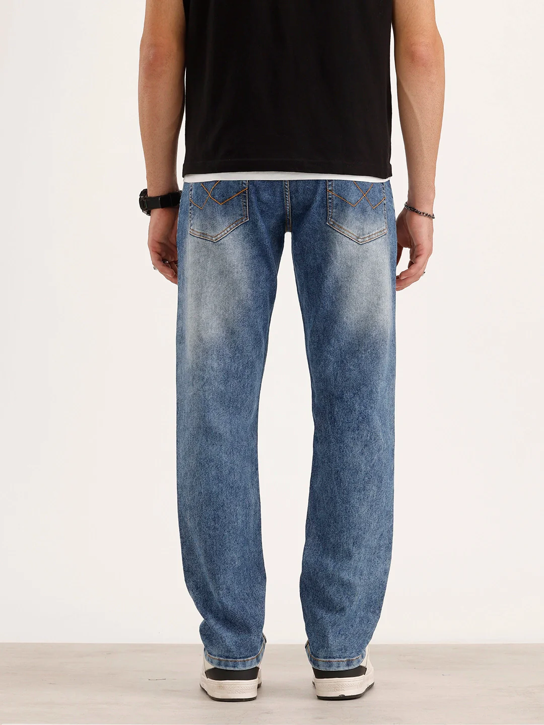 Relaxed Fit Faded Denim Jeans | Light Blue - Image 3