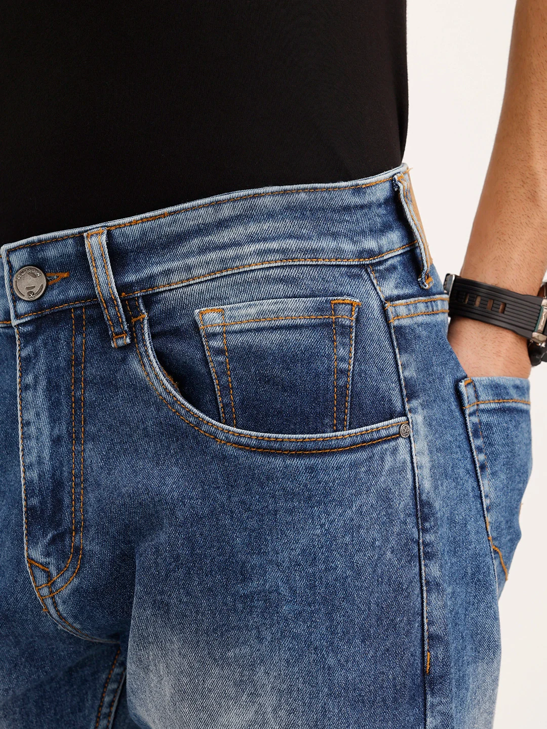 Relaxed Fit Faded Denim Jeans | Light Blue - Image 5