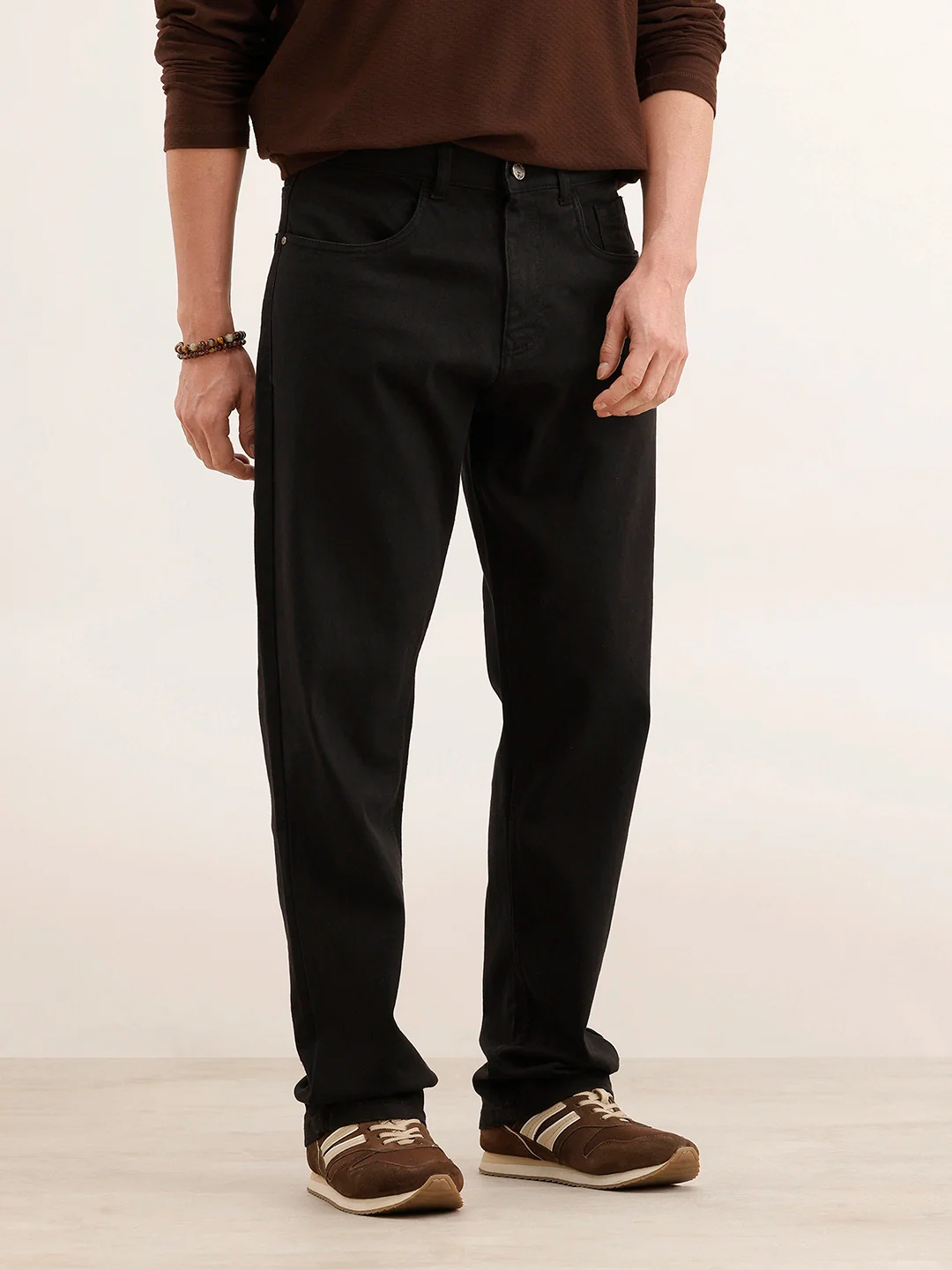 Relaxed Fit Solid Denim Jeans | Black - Image 4