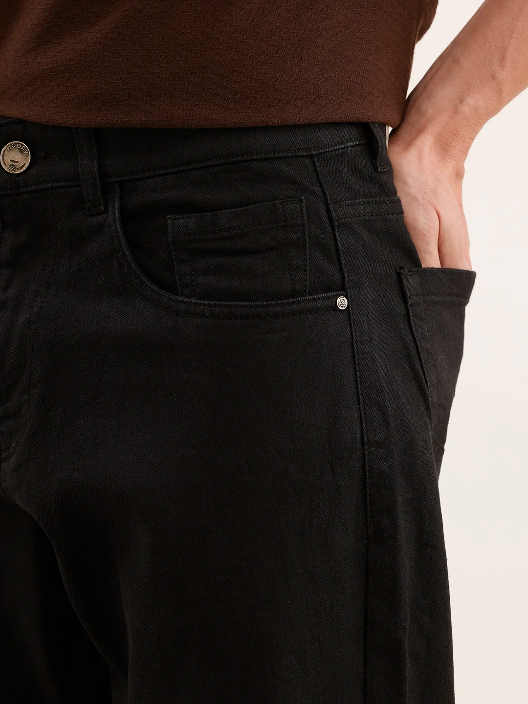 Relaxed Fit Solid Denim Jeans | Black - Image 6