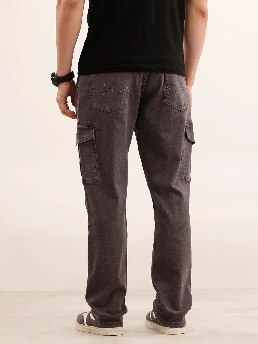 Relaxed Fit Denim Cargo Jeans | Grey - Image 3