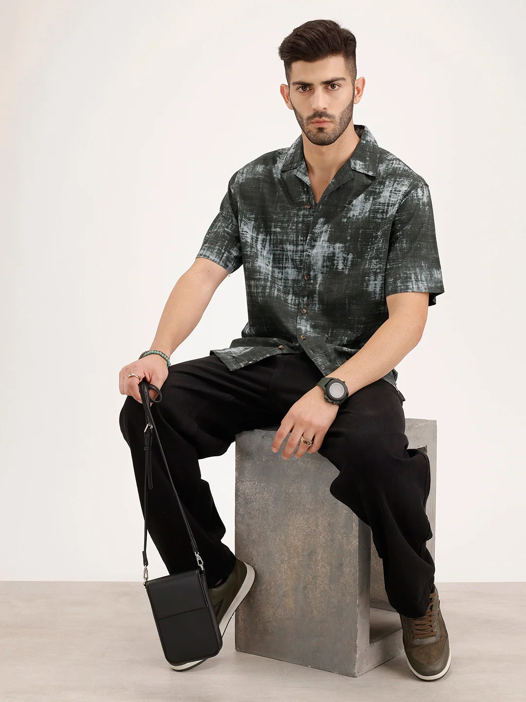 Resort Collar AOP Shirt | Grey - Image 2