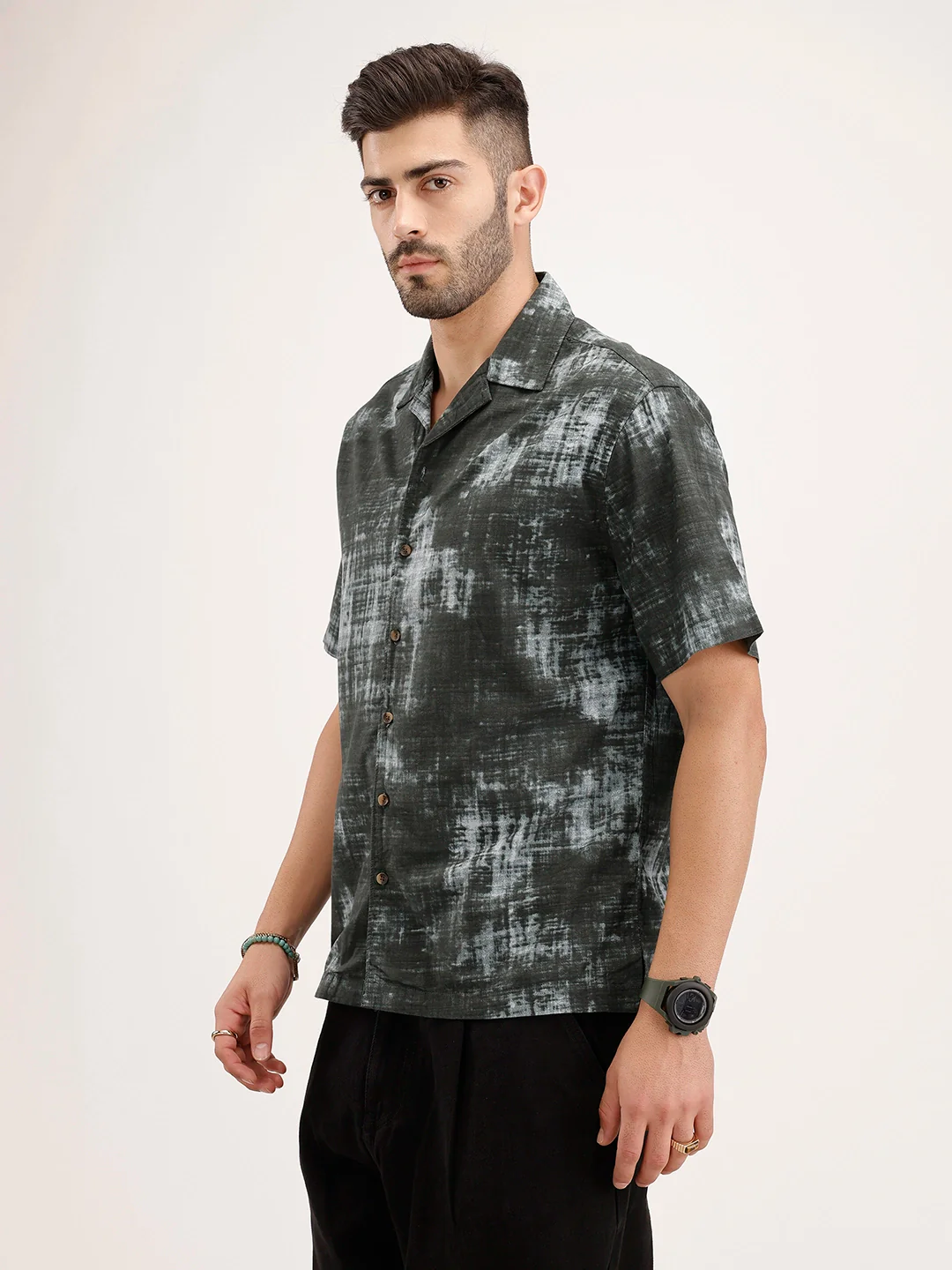 Resort Collar AOP Shirt | Grey - Image 4
