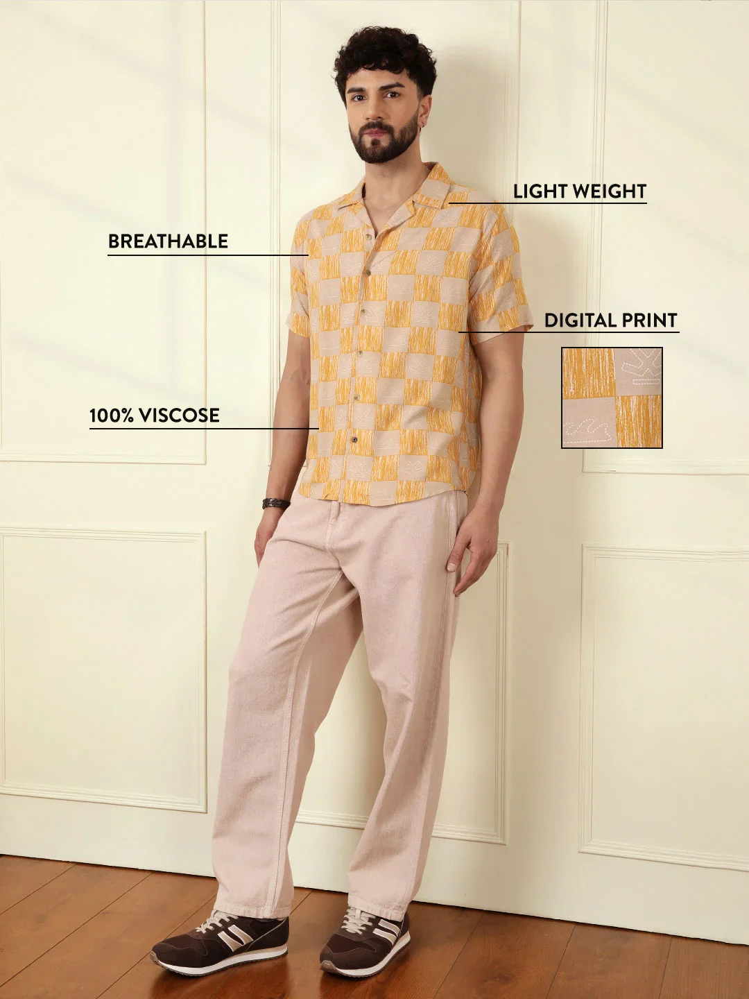 AOP Fluid Viscose Shirt | Yellow - Image 3
