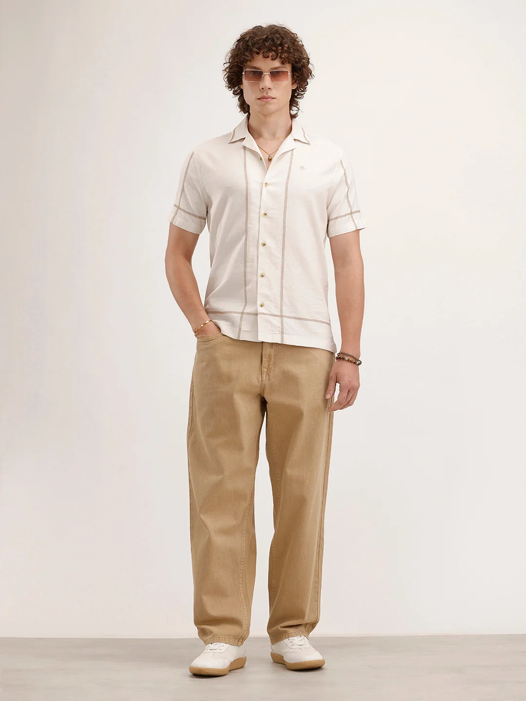 Resort Collar Slim Fit Shirt | Off White - Image 2