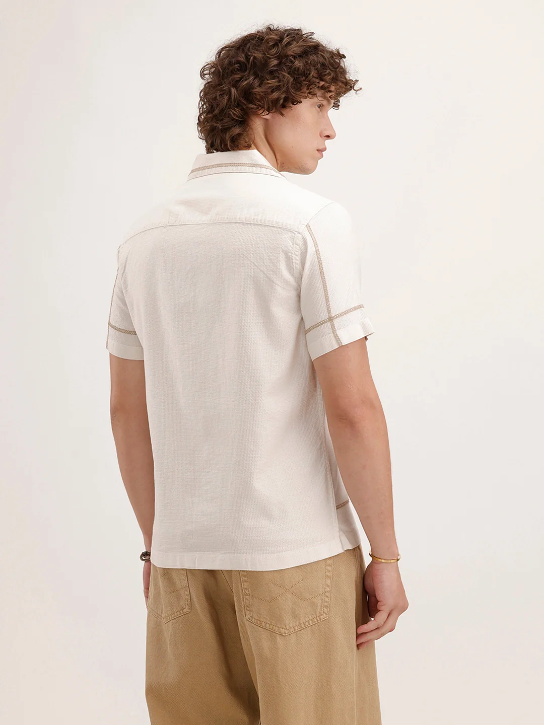 Resort Collar Slim Fit Shirt | Off White - Image 3