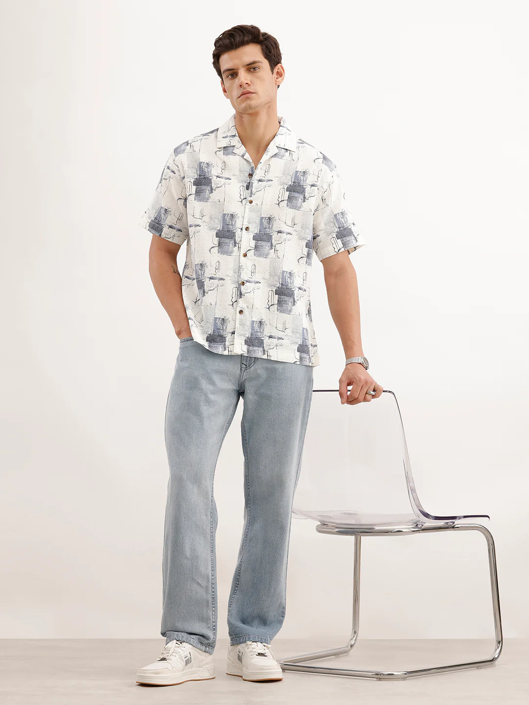 Resort Fit AOP Shirt  | White - Image 2