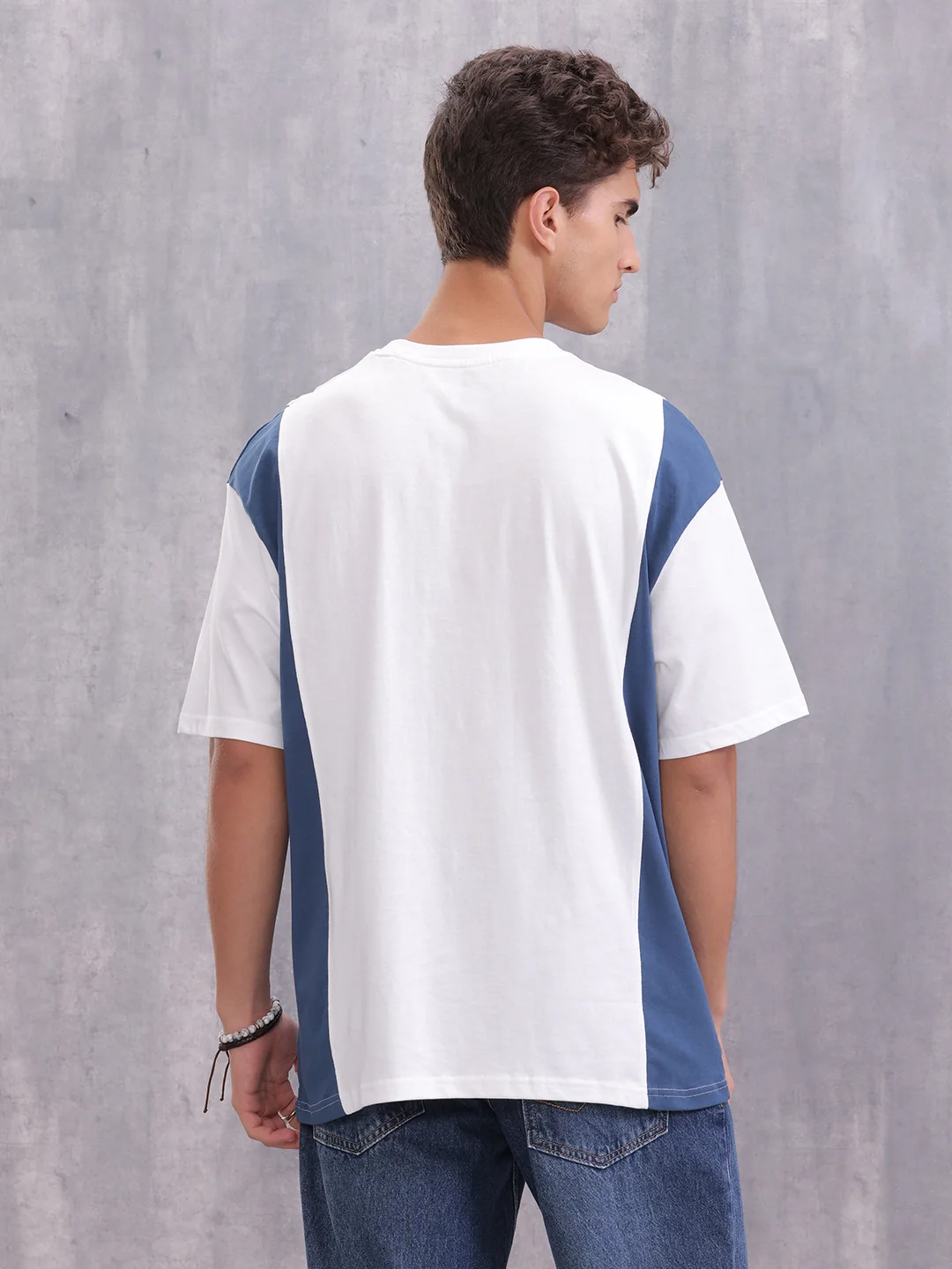 Retro Colourblock Oversized Fit T-shirt With Print | White - Image 3
