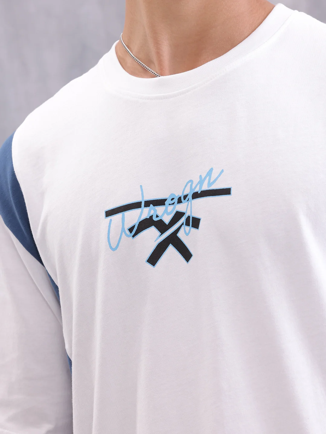 Retro Colourblock Oversized Fit T-shirt With Print | White - Image 5