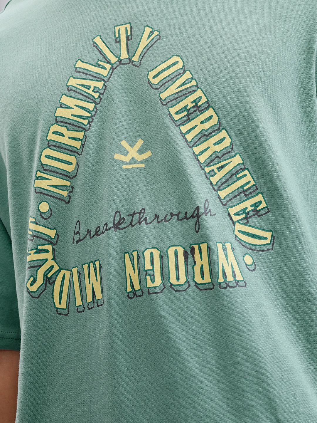 Retro Graphic Printed Oversized Fit T-shirt | Green - Image 5