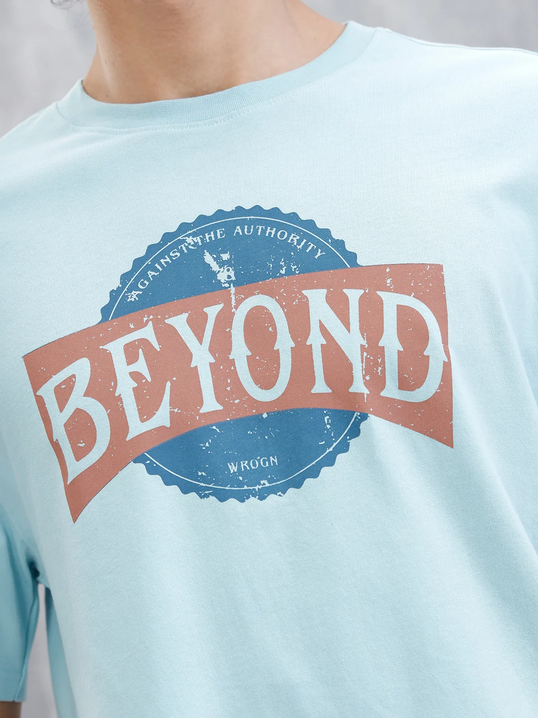 Retro Graphic Printed T-Shirt | Light Blue - Image 5