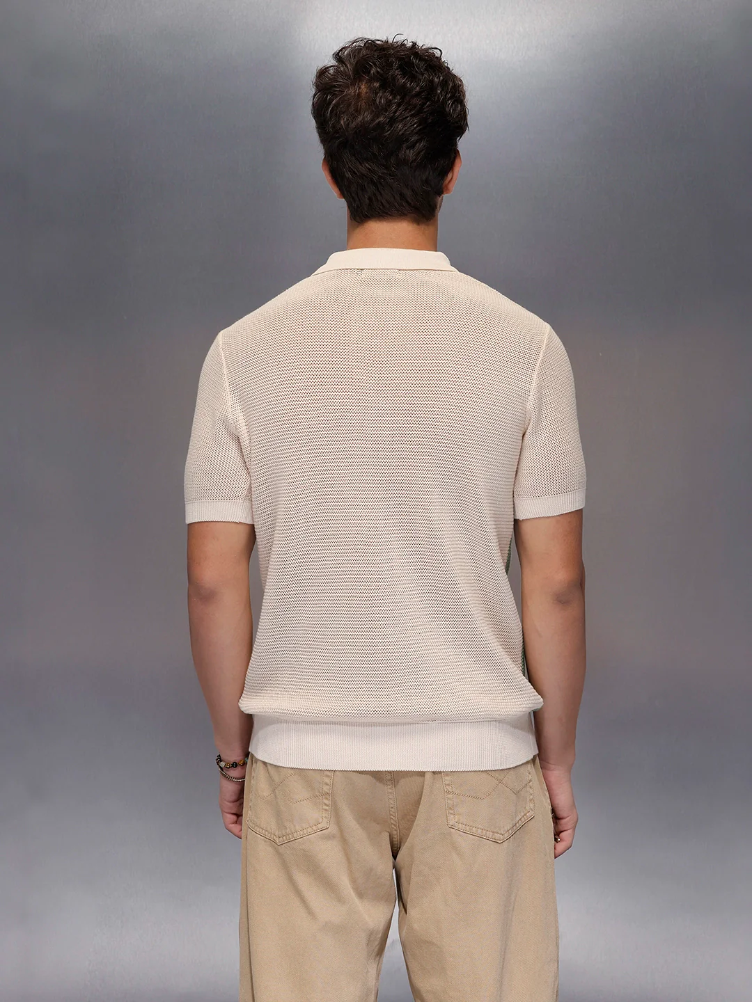 Retro Pastel Vertical Stripe Polo | Beige - Image 3