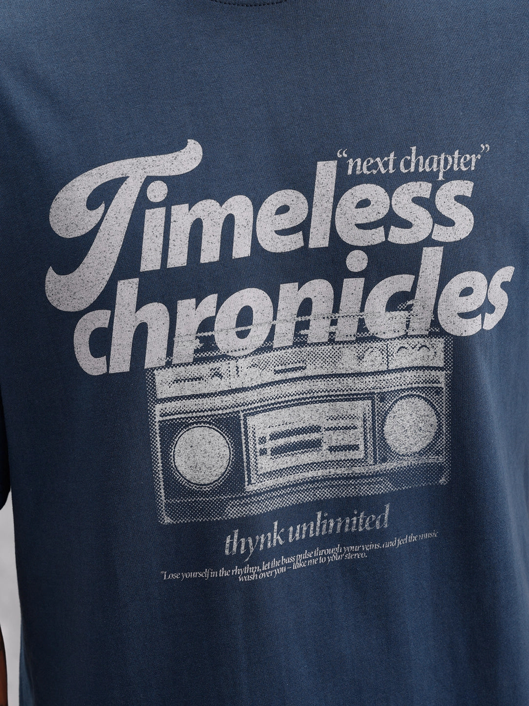 Retro Radio Grpahic Pritned Oversized Fit Tshirt | Blue - Image 5