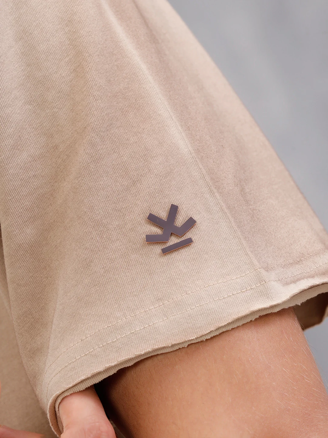 Retro Washed Oversized Fit Tshirt With Back Print |  Beige - Image 5