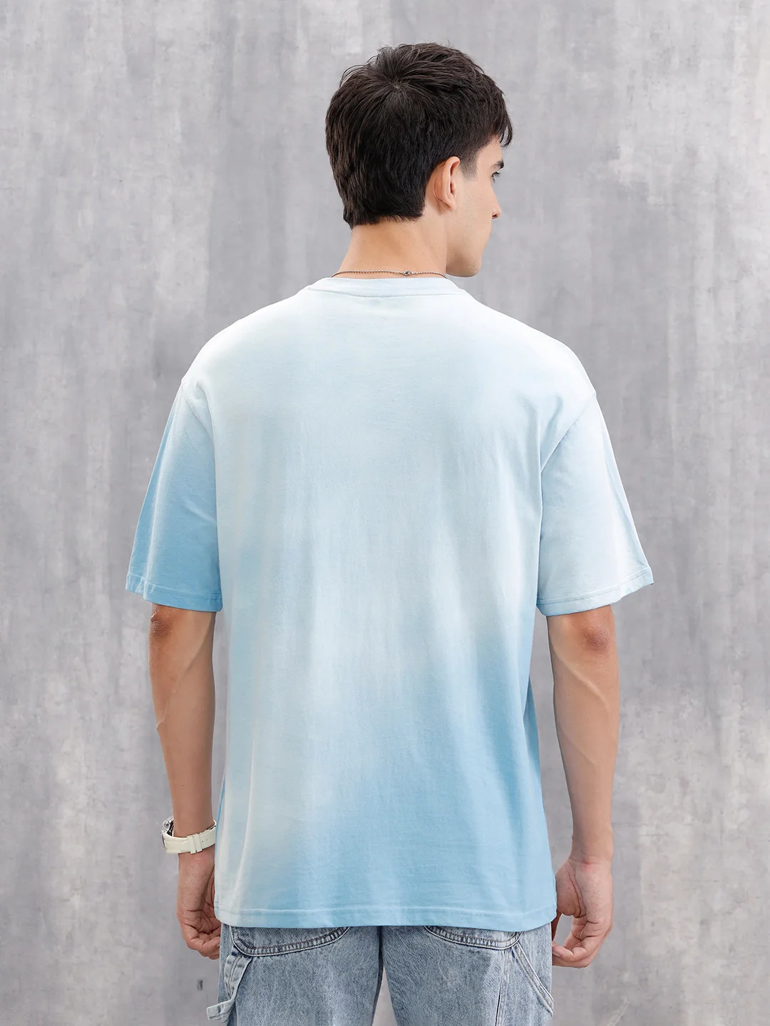 Retro Washed Oversized Fit Tshirt With Logo Print | Blue - Image 3