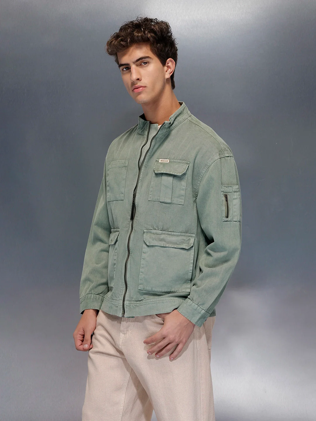 Sage Cargo-Style Zip Jacket | Olive - Image 4